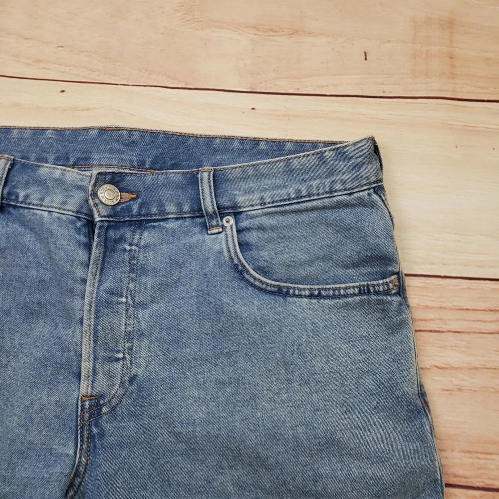 H&M &Denim‎ Shorts Mens 34 Blue Slim Fit Jeans Denim Medium Wash Cuff Button Fly